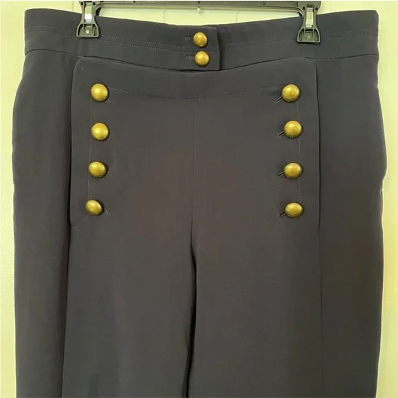 NEW NWT Chloé Iconic Trousers Slacks Pants Sailor Brass Buttons Navy Blue 42 - Picture 4 of 9
